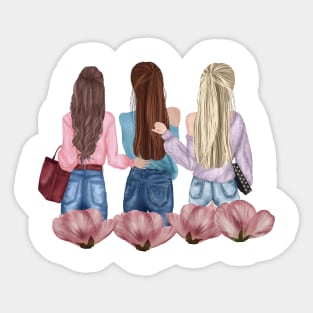 Eternal Bonds - Three Strong Women Embracing in Unity Sticker